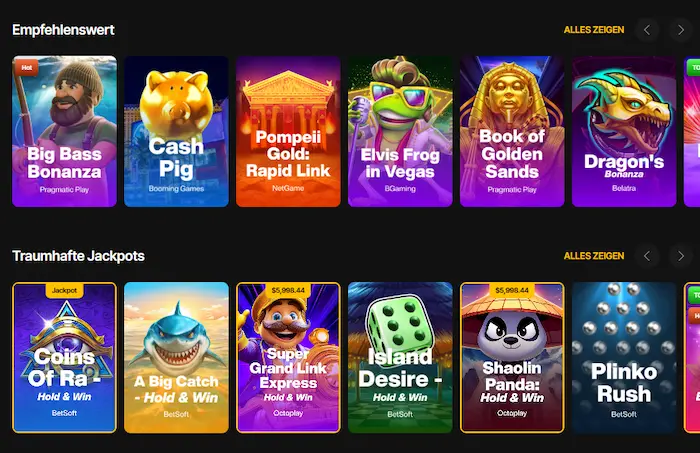 Just Casino Test games